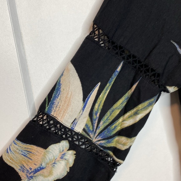 Roxy Black Dress with Tropical Floral Design - Med - Picture 5 of 9